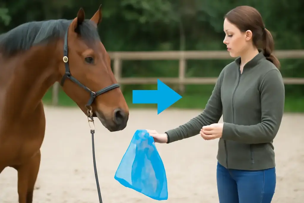 Procedura corretta per abituare il cavallo ai rifiuti rumorosi: la sequenza meno stressante da adottare